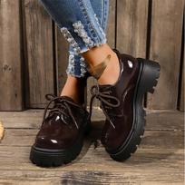 Fashion Platform Flats Leather Women Shoes Autumn Designer Mid Heels Shoes Women 2024 New Fashion Walking Shoes Cozy Dress Mujer Zapatos 35 ruda