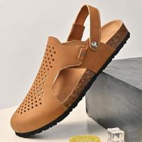 Fashion Trendy Designer Men Suede Sandals Mesh Breathable Casual Shoes Lightweight Non-slip Beach Sandal Flip Flops Man Platform Sandals 38 ruda