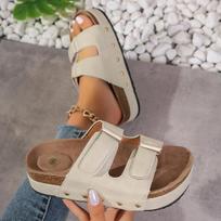 Fashion Women Slippers Heels Platform Designer Sandals 2024 New Women Slides Summer Fashion Support Couple Open Toe Beach slippers 36 smėlis
