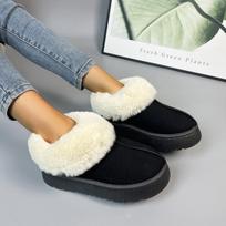 Fashion New Winter Platform Boots Luxury Designer Shoes for Women Faux Fur Warm Ladies Shoes Ankle Boots for Women 36 juoda