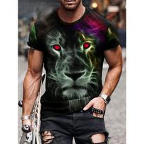 Fierce Wolf Pattern 3D Printed Men's Style T-Shirt Boutique Summer Fashion Casual Round Neck Men Short Sleeve T Shirt S black