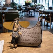 Luxury PVC Shoulder Bags Fashion Vintage Women's Letter Printing Crossbody Bags Classic Hand-held Handbags With Decorative Doll gray