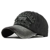 Retro skalbta beisbolo kepurė su prigludusiu dangteliu „Snapback“ kepurė vyrams, moterims, laisvalaikio „Casquette Letter“ juoda kepurė