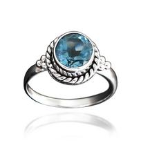 Blue Topaz Gemstone Ring, Handmade Designer Ring, Thanksgiving Sale, Solid 925 Sterling Silver Ring, Women Ring 6