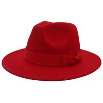European And American Style Jazz Hat Big Brim Hat Fashion Bow Flat Brim Hat Men And Women Woolen Felt Hat M（56-58cm）