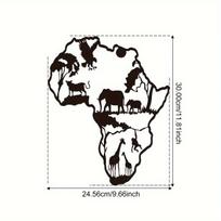 1pc African Animal Map Iron Crafts - Stylish Indoor and Outdoor Décor, Ideal for Living Room, Bedroom, Hallway šviesiai pilka spalva