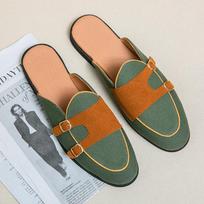 Fashion Designer Luxury Casual Mens Comfort Moccasins Sandals Footwear Brand Half Shoes Loafers Leather Slippers Mules Slides for Men 38