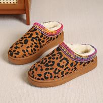 Fashion Leopard Flats Ankle Snow Boots Women Fur Cotton Slippers Shoes Woman Winter Plush Warm Slides 2024 Trend New Chelsea Botas Mujer 36 ruda