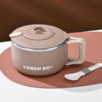 304 nerūdijančio plieno „Ramen“ dubuo su dangteliu, didelės talpos izoliuota priešpiečių dėžutė, 900 ml studentų bendrabučio greito paruošimo makaronų dubuo kava