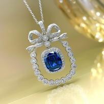 BELLA BOX Heavy Industry Artificial Sri Lankan Blue Necklace Pendant Bowtie Fairy Dove Blood Red Collar Chain Female Single pendant [without chain] raudona