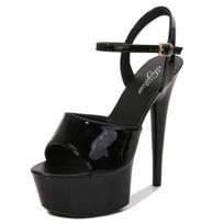 Fashion New Pole Dance Shoes Stripper High Heels Women's Sexy Show Shoes Sandals Party Club 15 CM Platform High-heeled Wedding Footwear 34 juoda