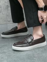 Fashion Men's Senior Wearable Leather Shoes Durable Breathable Summer Comfort Classics  Lightweight Trendy and Fashionable Flats Shoes 46 juoda