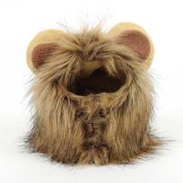 Funny Pets Clothes Cap Cute Cat Wig Lion Mane Costume Cosplay Kitten Dog Hat with Ears Fancy Party Supplies S beige
