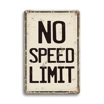 No Speed Limit  Retro Tin Sign for Home, Bar, Garage Decor juoda