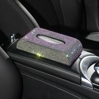 Blizgantis automobilio servetėlių dėžutės laikiklis kalnų krištolo kristalas automatinis servetėlių laikiklis galinei sėdynei popierinių rankšluosčių uždengimo dėklas automobilio aksesuarai moterims
