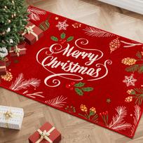 Christmas Area Rug Red Snowflake Holiday Decorative Living Room Bedroom Doormat Non Slip Carpet for Kitchen Entryway Home Decor 40X60cm-16x24in