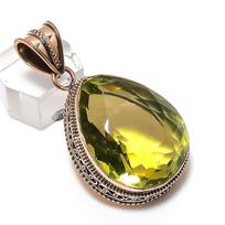 Peridot Gemstone Handmade Copper Jewelry Pendant 1.97  T6U15 beige
