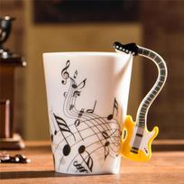 New design Guitar Ceramic mug,Personality Music Note Coffee mug,Milk Juice Lemon Mugs Coffee Tea Cup,We could support Dropship 300ml white