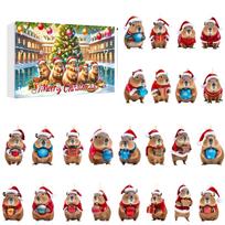 Capybara Advent Calendar 2024 24 Days Christmas Countdown Calendar 2D Acrylic Capybara Pendant for Christmas Tree Car Home Decor 2D beige