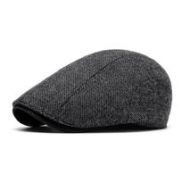 Autumn Winter Beret Men's Wool Retro Forward Cap Middle-Aged and Old British Newsboy Cap Warm Peaked Cap pilka spalva