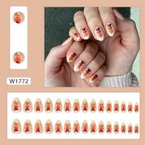 Fake Nails Wear Nail Pieces Autumn Pine Cones Fake Nails Simple Removable Nail Pieces 30 Almond Nails