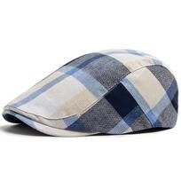 New Multicolour Plaid Beret Women Casual Sun Visor Flat Hat Vintage Fashion Berets Newsboy Caps Summer Button Adjustable One Size mėlyna
