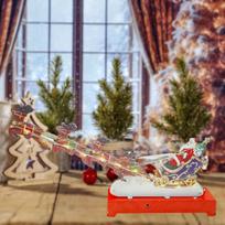 Kalėdų muzikinė dėžutė Šventinis Kalėdų Senelio rogių dekoras Papuoškite sceną Klaus Elnias white