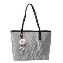 Basic Style PU Ladies Tote Bags  Large Capacity Sewing Thread Versatile Shoulder Bags black