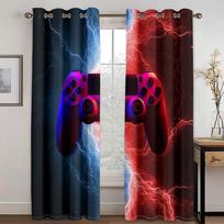 Cool Gamepad Game Controller Video Boy Children's Blue Shading Bedroom Winodw Curtains Set for Living Room 2 Pieces Free Shiping 100W130H(CM)40x51in&Rod Pocket