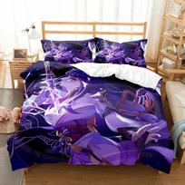 3D Print Genshin Impact Anime Arataki Ltto Bedding Set Boys Girls Twin Queen King Size Duvet Cover Pillowcase Bed boys Adult 70x133cm 2pcs purple