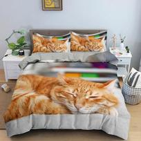 Cat Duvet Cover Cute Animals Bedding Set Creative Pattern Comforter Covers With Pillowcase Single Double King Size Home Textile 70x133cm 2pcs gray