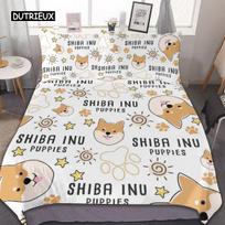 Shiba Inu Duvet Cover Set, Cute Shiba Inu Bedding Set, Cute Yellow Dog Cartoon Animal Farmhouse Pet Animals Quilt Cover EU single(135x200cm) green