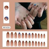 Simple Fake Nails Wear Blue And Green Leopard Print Detachable Manicure Piece French Nail Piece Nail Patch