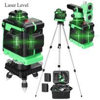 Multi-functional 12-line Green Laser Level High Precision Indoor and Outdoor Automatic Leveling and Wall Attachment Instrument EU Plug žalia