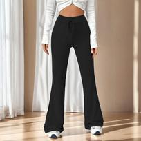 Ladies' Outdoor Leisure Yoga Exercise Slim Fit High Waist Trumpet Drawstring Pants XS tamsiai mėlyna