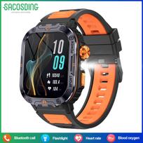 SACOSDING 400mAh Large Battery Men’s Smart Watch Men With LED Flashlight Watch Sports Fitness Waterproof Smartwatch Health Monitor gray