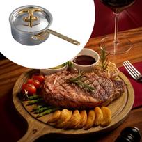 Mini Sauce Pan Soup Pot 8cm Stainless Steel for RV Travel Home Comfortable Handle Saucepot Butter brown