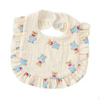 Baby Bib Drooling Ruffles Design Breathable Easy Clean Bandana Drool Burp Bibs for Boys Blue Bear white