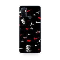 Coque pour Oppo A32 NIKE JORDAN BLANC ROUGE fond noir juoda