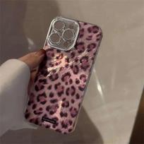Prabangus ledyno leopardo rašto telefono dėklas, skirtas iPhone 11 12 13 14 15 16 Pro Max, galinis dangtelis iPhone 11 rožinė