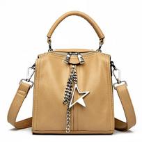 Solid Color Casual Shoulder Bag Sling Bags Multiple Pockets Leather Multi functional backpack Handbags beige