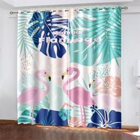 Artistic Flamingo Printing Woven Curtains Bedroom Blackout Curtains Two Separate Curtains on The Left and Right 132cmx160cm