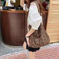 Small Leopard Print Diagonal Cross Bag for Women Fashionable Canvas Bag Women Trend Small Tote Bags one size