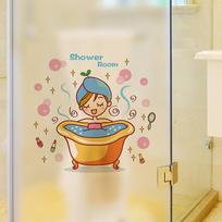 Beautiful Girl In The Bath Glass Door Wall Sticker Shower Waterproof Bathroom Home Decoration ADM