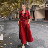 Drapey Windbreaker for Women In Spring and Autumn New Korean Style Loose Casual Waist Slimming Long Coat Jacket XL juoda