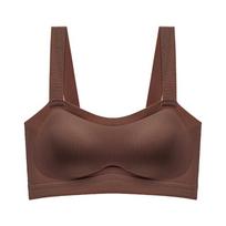 Long Seamless Wide Shoulder Strap with Chest Cushion Tank Top Tank Top with Bra Underwear L kakavinės rudos spalvos