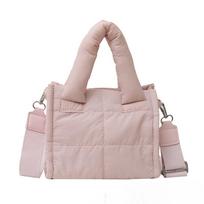 Puffer Tote Bag for Women Quilted Fashion Shoulder Bag Large Capacity Stylish Crossbody Bag Trendy Messenger Bag 21x9x17cm chaki