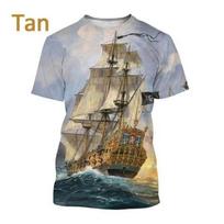 Pirate Ship 3D Print T-Shirts Men Women Casual Personality Cool Short Sleeve T Shirt Oversized Harajuku Tees Tops Kids Clothing L