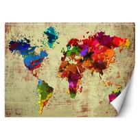 Wallpaper Colourful world map as painted 100x70 įvairiaspalvis