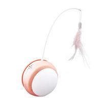 Cat Toys Electric Cat Ball Smart Automatic Tumbler Cat Stick Sound Cat Ball Feather Fishing Rod Rolling Ball 9*9*23cm white